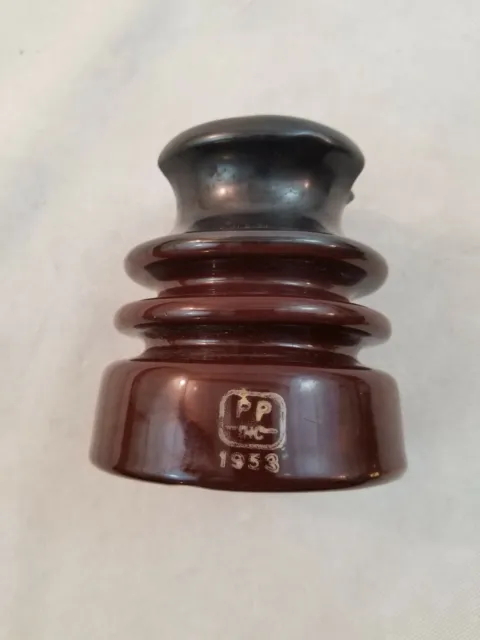 Large Ceramic Insulator PP 1953 Brown Two Tone Aproximately 2 1/2 pounds