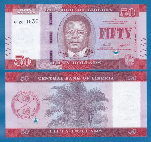 Liberia 50 Dollars P New 2022 New Design UNC