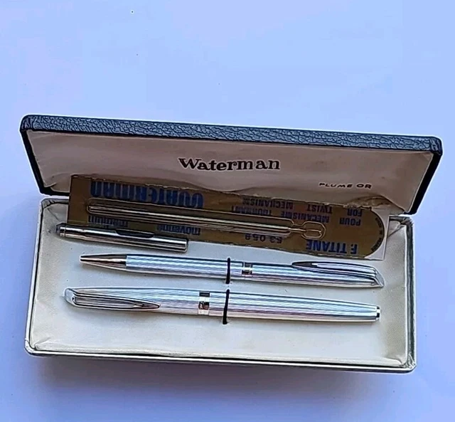 Parure Waterman CF : Stylo Plume Et Stylo Bille, Plume En Or 18 Carats - Occasion, Avec écrin