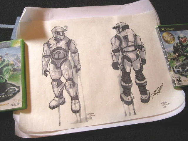 HALO COMBAT EVOLVED Original Concept Art Master Chief Print XBOX Signed