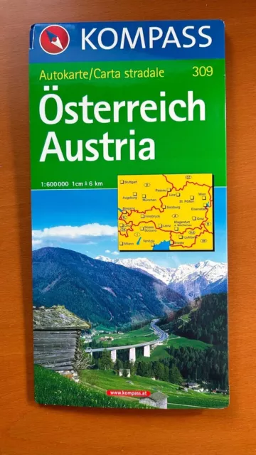 Landkarte Kompass Österreich 309 Maßstab 1:600.000 UNBENUTZT