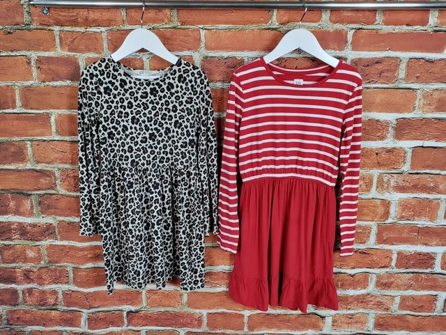 Girls Bundle Age 7-8 Years Gap H&M T-Shirt Dress Set Animal Print Stripe 128Cm