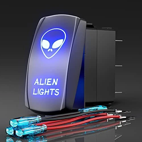 Rocker Switch Alien LightsLaser Etched Toggle Switch ON/Off SPST 5Pin 12V 24V...