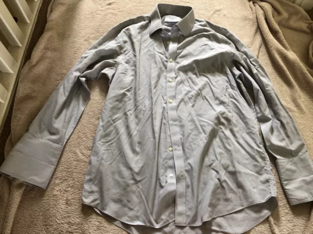 Charles Tyrwhitt cotton non iron black and white striped (grey) shirt size 16.5