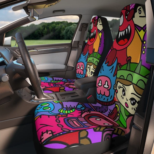 TRIPPY DOODLE PARTY Seat Covers for Car, Cute Car Seat Covers (set of 2
