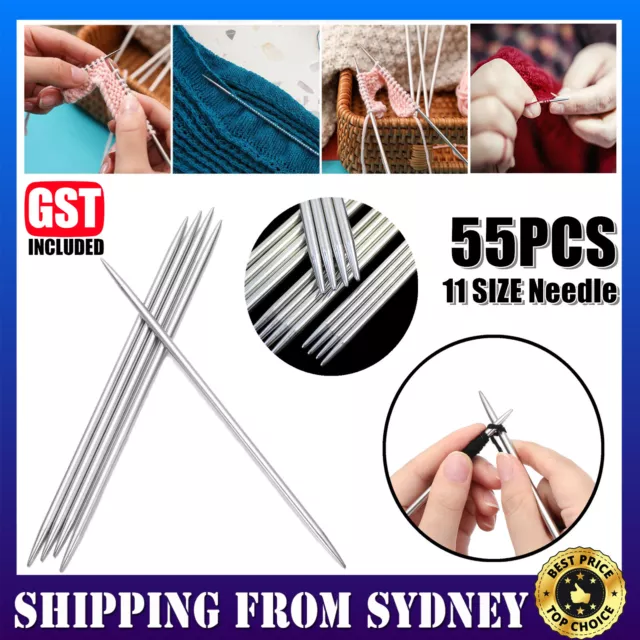 55PCS Double Pointed Stainless Knitting Needles Set 11Size 2-6.5mm Knitting tool