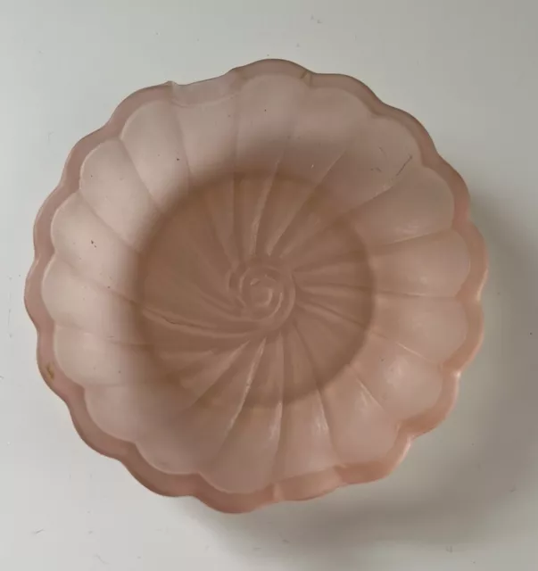 Vintage Pink Depression Glass Round Ashtray Trinket Dish