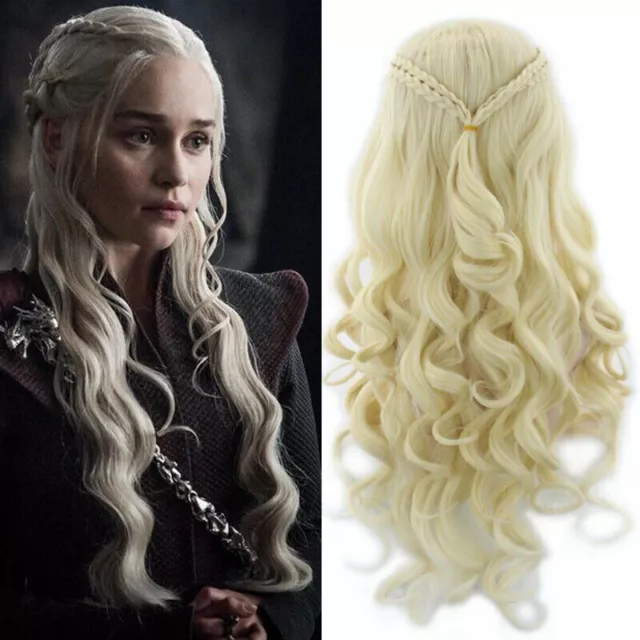 Game Of Thrones Cosplay Costume Blonde Wig Fancy Dress For Daenerys Targaryen UK