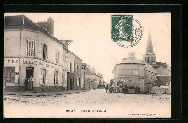 CPA Belloy, Place de la Fontaine