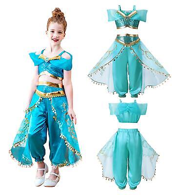 Ragazze Aladdin Principessa Jasmine Fancy Dress Costume Cosplay (Bambini)
