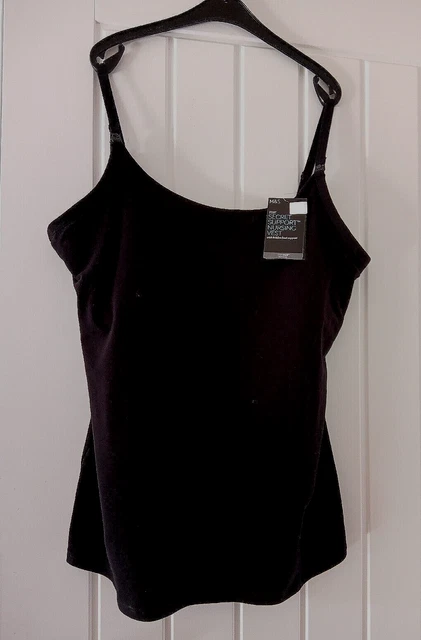 Gilet M&S Secret Support Infermieristico Top Nascosto Supporto Busto Nero UK 22 Nuovo con etichette