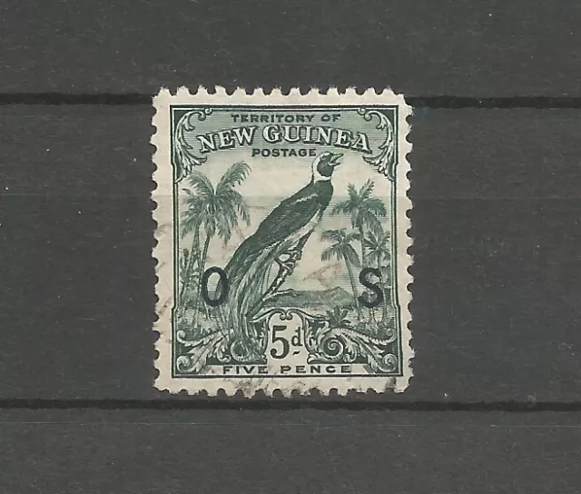 New Guinea 1934, 5d Green Official ovpt, used.  SG O49.  Bird of Paradise