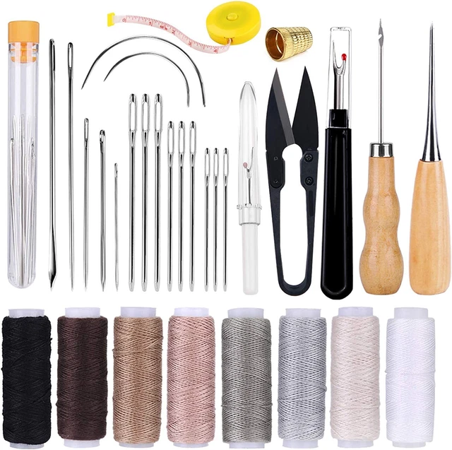 Kit de reparación de costura de cuero y tapicería de 32 piezas