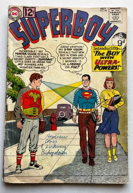 =Superboy=#98 VG- restored DC comic 1963 1st Ultra Boy Meme