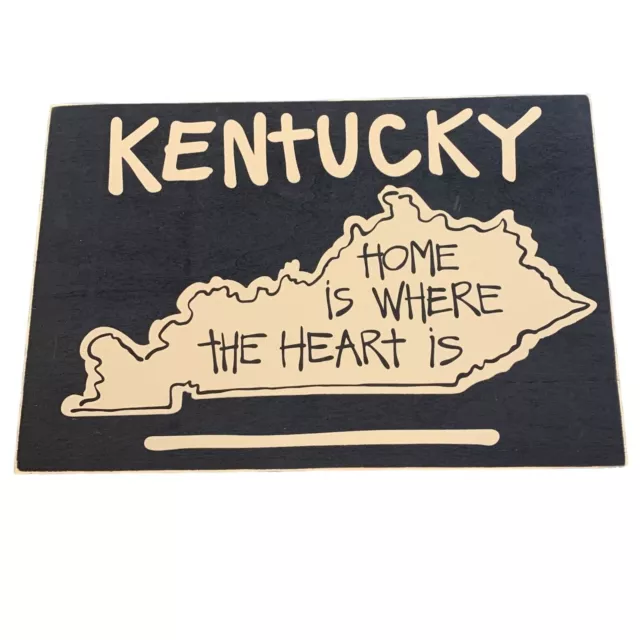 Kentucky Home is Where the Heart Is Glory Haus Wooden Black Off-White Sign Decor