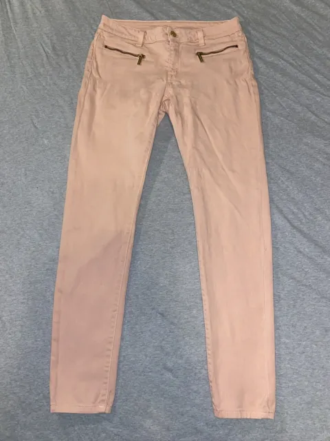 Michael Kors Izzy Skinny Pink Denim Jeans Zip Pockets Women’s Size 6