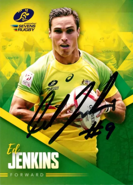 ✺Signed✺ 2017 WALLABIES Rugby Union Card ED JENKINS