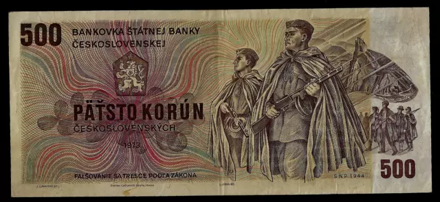 Czechoslovakia(1) Bank Note 500  Korun 1973  P 87 A  Very Fine - Under Facial