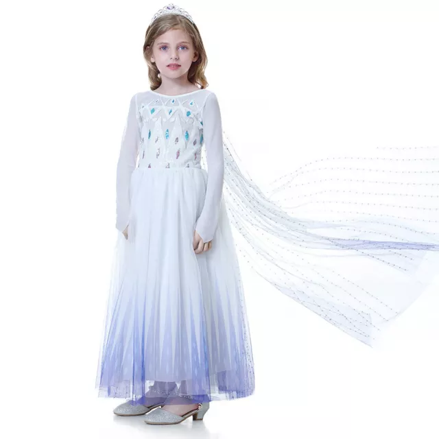 Eiskönigin Elsa Kleid Kostüm Frozen 2 Prinzessin Kinder Mädchen Cosplay Kleider# 2