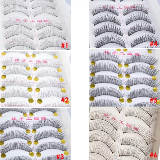 10 Pairs False Eyelashes Long Natural Handmade Fake Lashes Extension