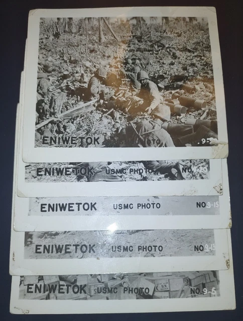 5 WW2 Eniwetok USMC Photographs 4"X 6" United States Marine Corp Pacific Islands