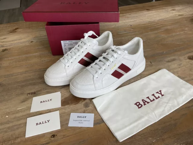 Bally Moony 0300 White Calf Embossed Sneaker Men's US 8.5