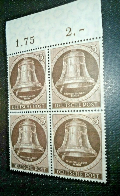 Berlin Freiheitsglocke Klöppel Links 5 Pf ** Viererblock Oberrand