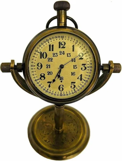 Beautiful Vintage Brass Desk Clock Table Clock Antique Nautical Clock Brass