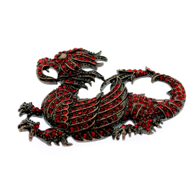 Distintivo spilla cristallo rosso drago gallese - borsa regalo