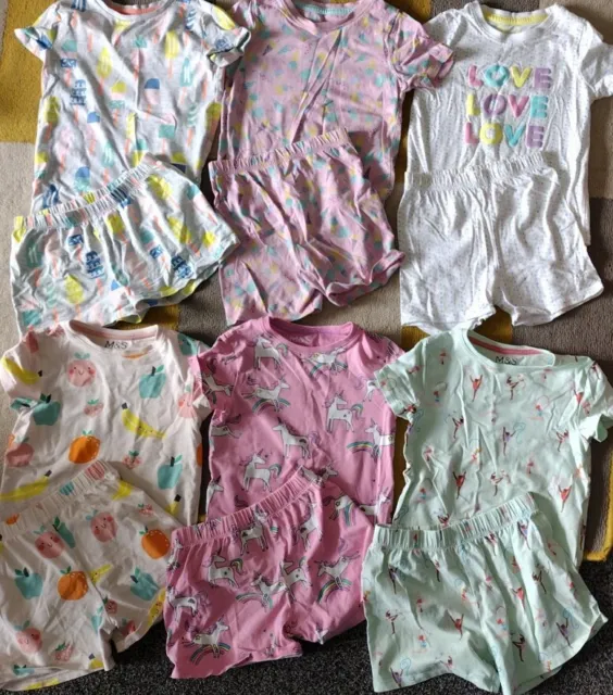 Girls Bundle Of 6 Pairs Of Shorty Pyjamas Age 3-4 Years Excellent Condition