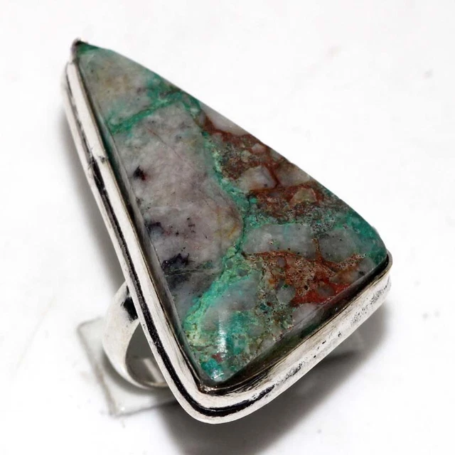 Chrysocolla 925 Silver Plated Gemstone Handmade Ring US 5.5 Gifts Jewelry GW