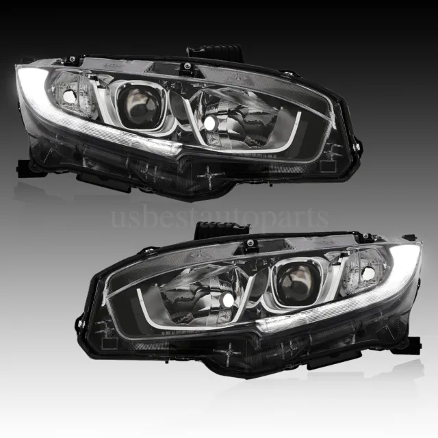 For 2016-2021 Honda Civic Headlight Headlamp Halogen W/LED DRL Drive Passenger