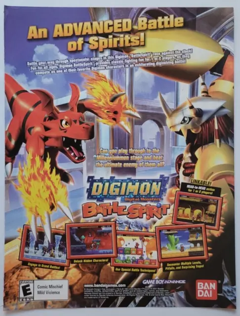 2003 DIGIMON Digital Monsters Battle Spirit GameBoy Nintendo Power Ad 8x10.5"