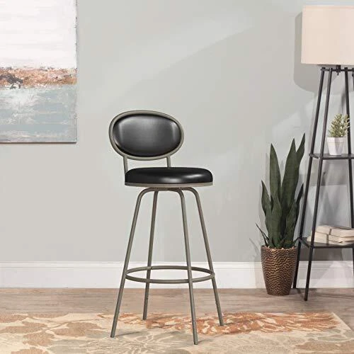Hillsdale Rollins Oval Upholstered Back Metal Adjustable Stool with Nested Le...