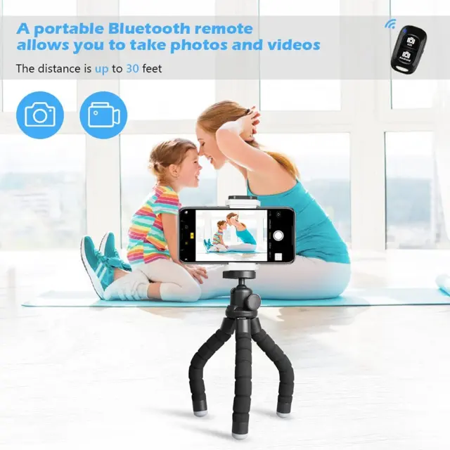 Phone Tripod Portable and Flexible Tripod with Wireless Remote Clip Cell Phone 2