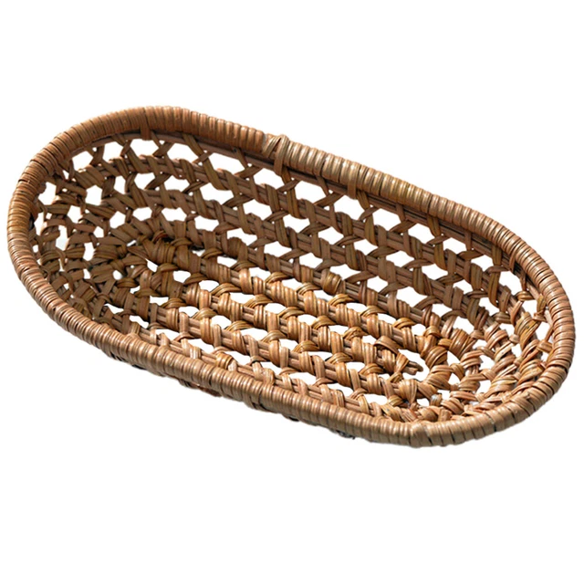 Panier à Serviettes En Rotin Tissé - 27,5x16,5x10,5 Cm - Déco Naturelle Pour Salle De Bain Ou Table - Léger Et Facile à Nettoyer - 8