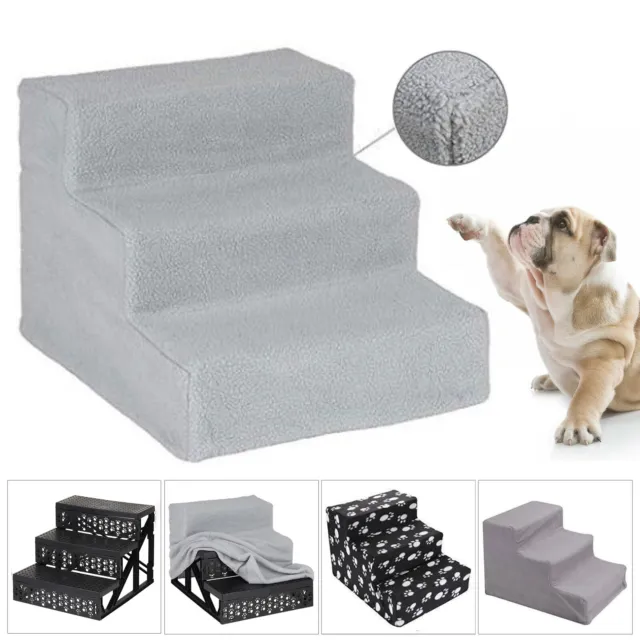 Dog Steps Ladder 3 Steps Pet Stair Step for Bed with Washable Removable Cover US 3