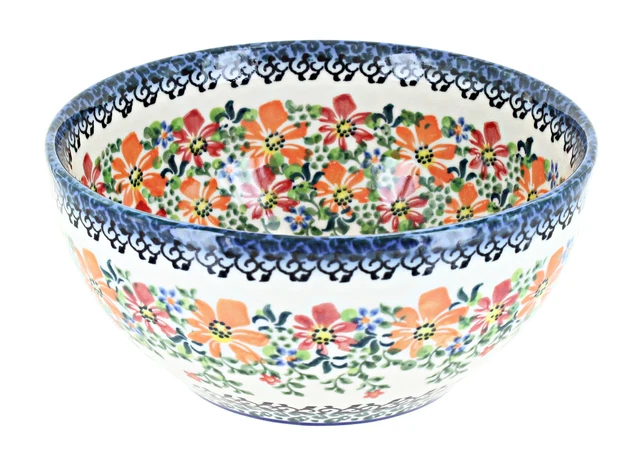 Blue Rose Polish Pottery Orange Blossom Cereal/Soup Bowl