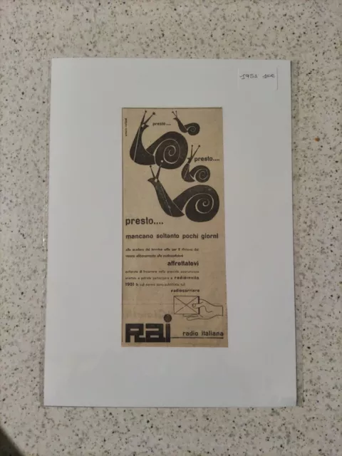 Stampa Originale Anni 50 Pubblicità RAI 20x30 Cm Passione RADIO TELEVISIONE ITA