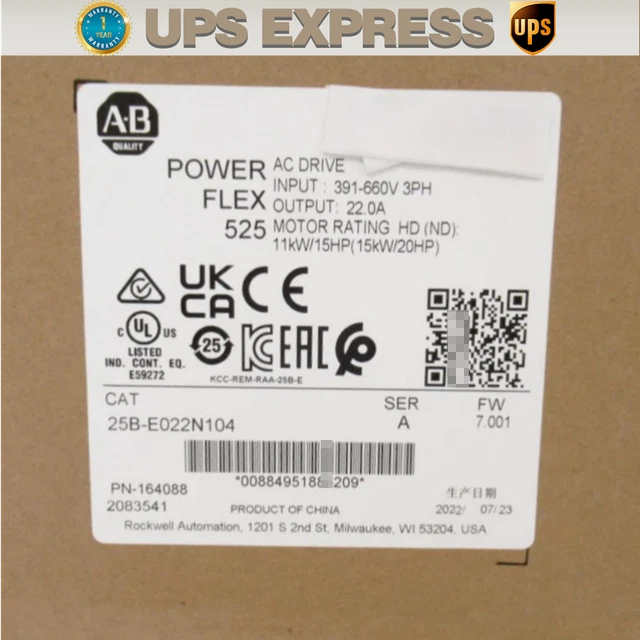 25B-E022N104 AB PowerFlex 525 15kW (20Hp) AC Drive 25B-E022N104 SPOT GOODS #CG