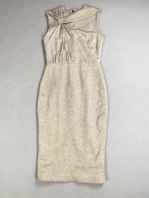 Jason Wu Dress Womens 2 Beige Sheath Sleeveless Twist Knot Melange Jersey Career