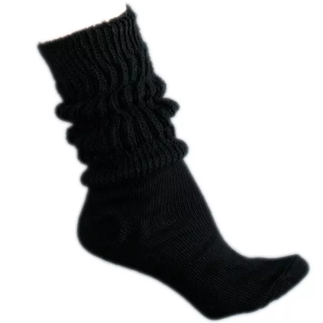 6 Pairs Women's black soft slouch socks Made in USA