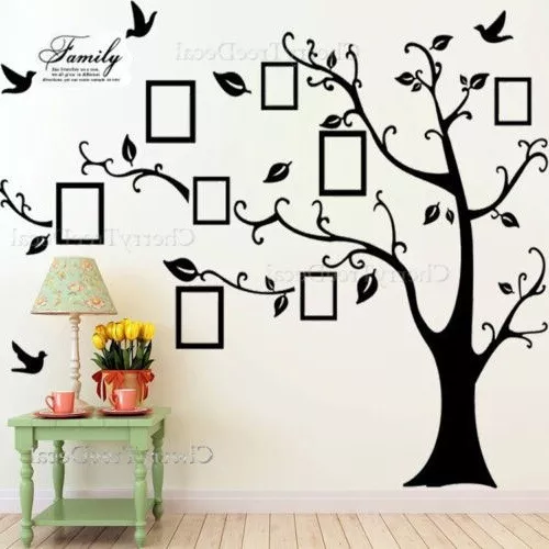 Huge Family Tree Wall Stickers Birds Photo Frames Art Decals Home Decor