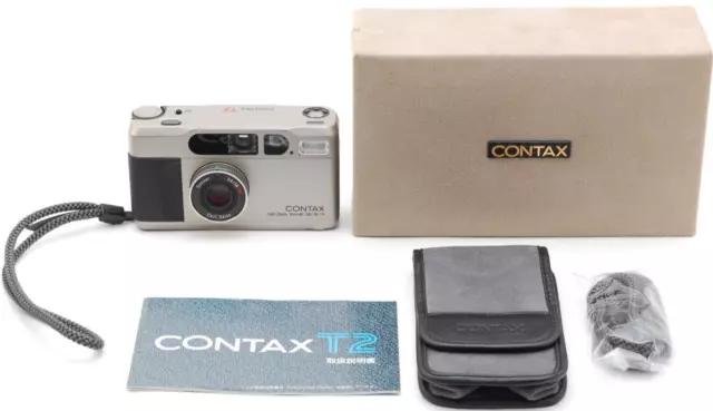 [NEAR MINT]Contax T2 Carl Zeiss Sonnar 38mm Film Camera Case Boxed From Jappan