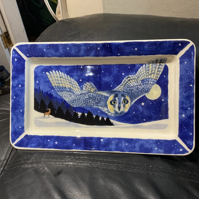 Emma Bridgewater Winter Animals at Night Winter Owl Medium Oblong Plate New &1st
