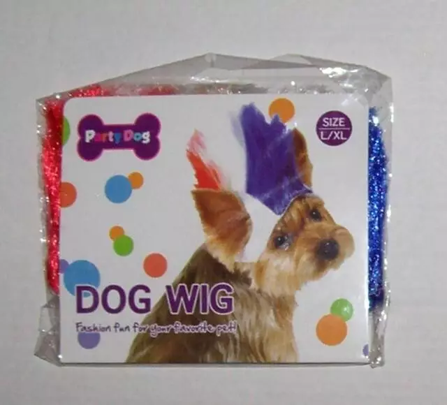 SimplyShe Red White & Blue Mohawk Wig L/XL Dog Party Halloween July 4th NIP