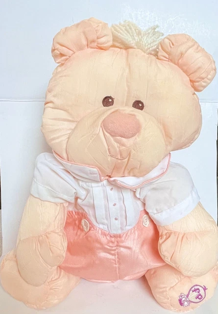 Fisher Price Vintage 1986 Puffalump Orange Peach Bear Cub #8006 W/ Outfit 17"