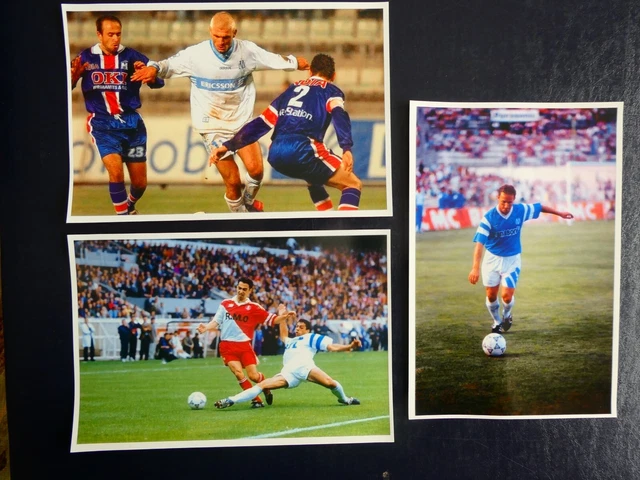 Lot de 3 photos de PAPIN - MOZER - RAVANELLI  OLYMPIQUE DE MARSEILLE Football