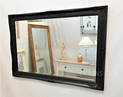 French Style Ornate Vintage Antique Design Bevelled Wall Mirror 60x90cm Black 2