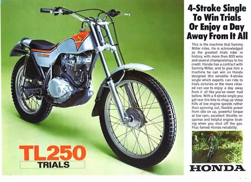 1975 HONDA TL250 TRIALS OFF ROAD TRAIL BIKE 2 page Motorcycle Sales Brochure NCS